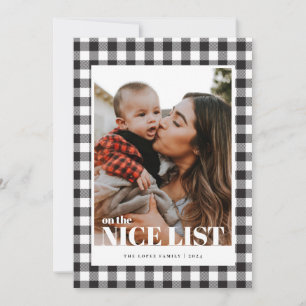 Festiva Tarjeta de Navidades fotográficos Black Gingham Ni