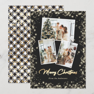 Festiva Tarjeta de Navidades fotográficos blancos y negros