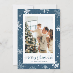 Festiva Tarjeta de Navidades fotográficos Blue Snowflake