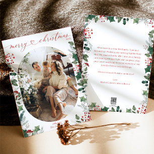 Festiva Tarjeta de Navidades fotográficos Boho Watercolor