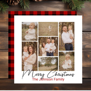 Festiva Tarjeta de Navidades fotográficos Buffalo Plaid 7