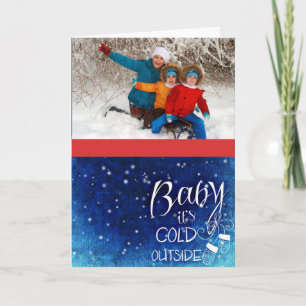 Festiva Tarjeta de Navidades fotográficos con bebé hace fr