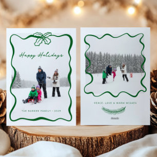Festiva Tarjeta de Navidades fotográficos con cinta de opc