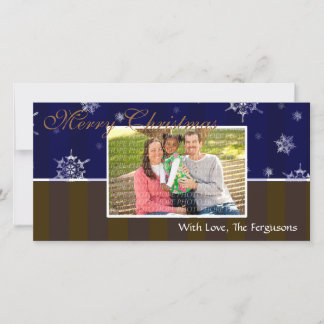 Festiva Tarjeta de Navidades fotográficos con copos de nie