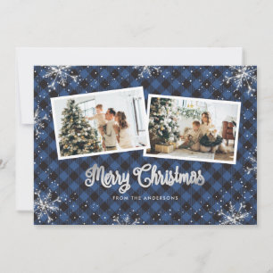 Festiva Tarjeta de Navidades fotográficos con copos de nie