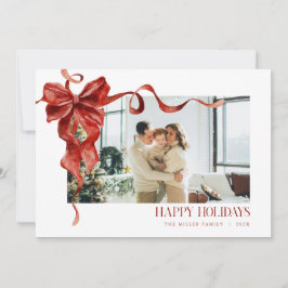 Festiva Tarjeta de Navidades fotográficos Coquette Red Bow