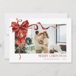 Festiva Tarjeta de Navidades fotográficos Coquette Red Bow