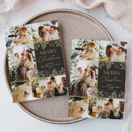 Festiva Tarjeta de Navidades fotográficos Dark Botanic Gol