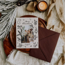 Tarjeta de Navidades fotográficos de arco dibujado