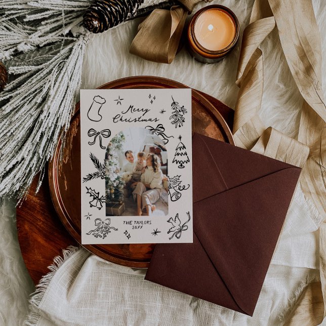 Festiva Tarjeta de Navidades fotográficos de arco dibujado (Subido por el creador)