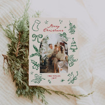 Tarjeta de Navidades fotográficos de arco dibujado