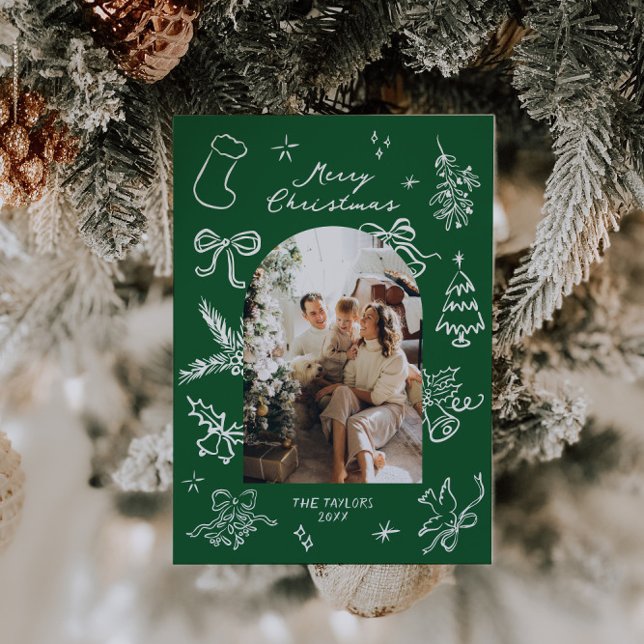 Festiva Tarjeta de Navidades fotográficos de arco dibujado (Subido por el creador)