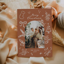 Tarjeta de Navidades fotográficos de arco dibujado