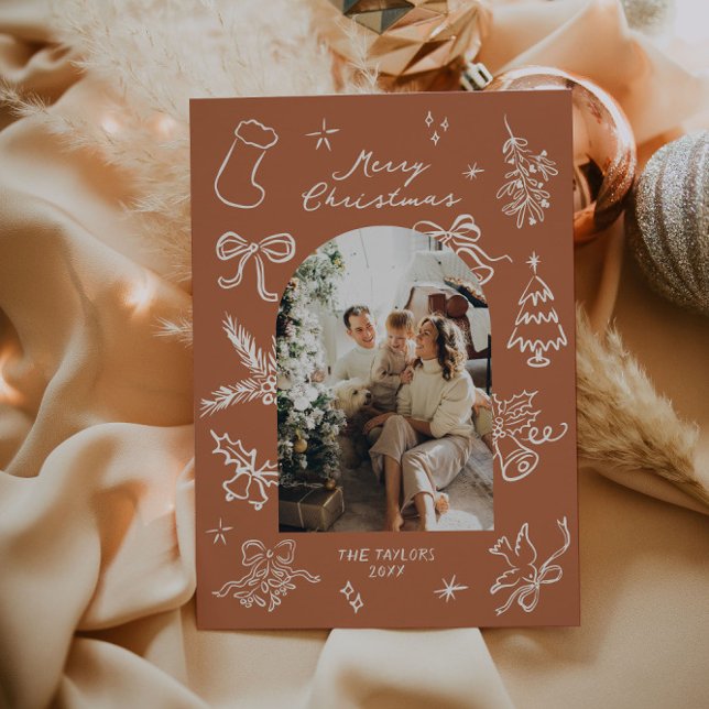 Festiva Tarjeta de Navidades fotográficos de arco dibujado (Subido por el creador)