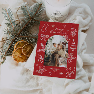 Festiva Tarjeta de Navidades fotográficos de arco dibujado