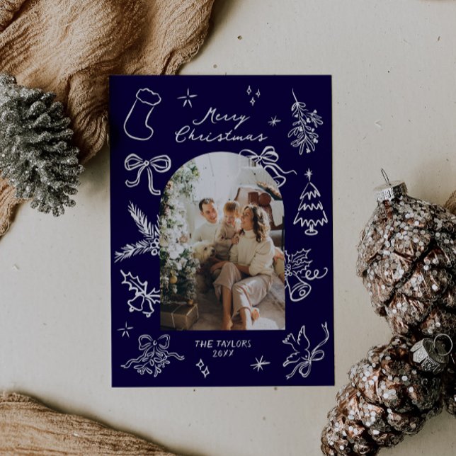 Festiva Tarjeta de Navidades fotográficos de arco dibujado (Subido por el creador)