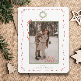 Festiva Tarjeta de Navidades fotográficos de arco rojo de