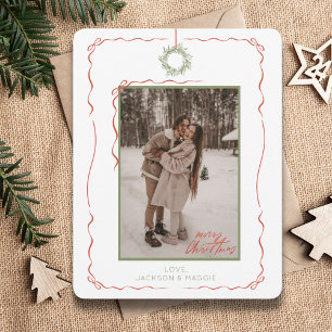 Festiva Tarjeta de Navidades fotográficos de arco rojo de