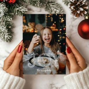 Festiva Tarjeta de Navidades fotográficos de caligrafía de