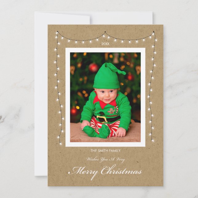 Festiva Tarjeta de Navidades fotográficos de ciervos plano (Anverso)