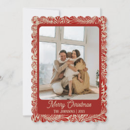 Festiva Tarjeta de Navidades fotográficos de época roja