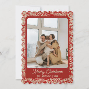 Festiva Tarjeta de Navidades fotográficos de época roja