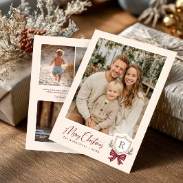 Festiva Tarjeta de Navidades fotográficos de Escudo de mon
