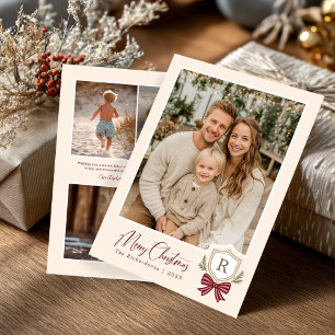 Festiva Tarjeta de Navidades fotográficos de Escudo de mon