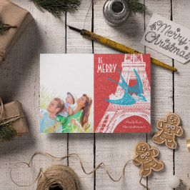 Festiva Tarjeta de Navidades fotográficos de la Torre Eiff
