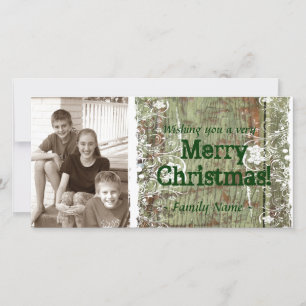 Festiva Tarjeta de Navidades fotográficos de madera de épo