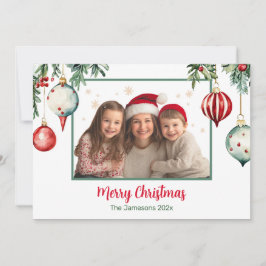 Festiva Tarjeta de Navidades fotográficos de ornamentos de