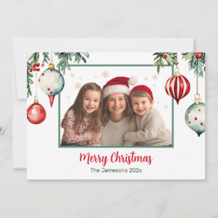 Festiva Tarjeta de Navidades fotográficos de ornamentos de
