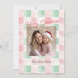 Festiva Tarjeta de Navidades fotográficos de patrón retro 