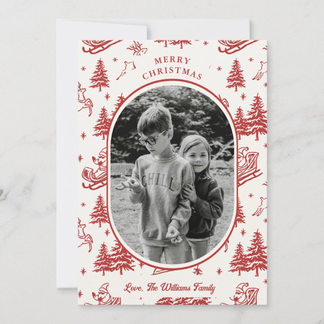 Festiva Tarjeta de Navidades fotográficos de patrones de á (Anverso)