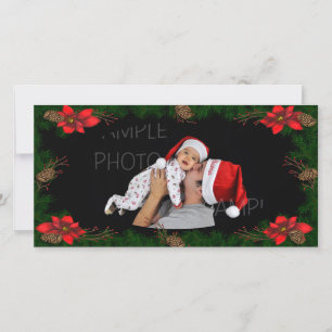 Festiva Tarjeta de Navidades fotográficos de Poinsettia