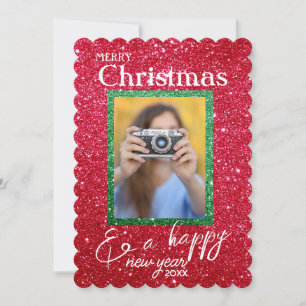 Festiva Tarjeta de Navidades fotográficos de Purpurinas de