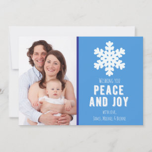 Festiva Tarjeta de Navidades fotográficos de rayas azules