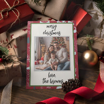 Tarjeta de Navidades fotográficos de Retro Rojo Sa