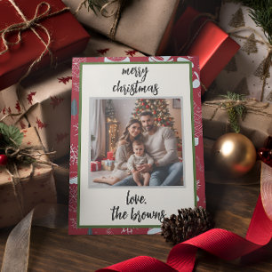 Festiva Tarjeta de Navidades fotográficos de Retro Rojo Sa