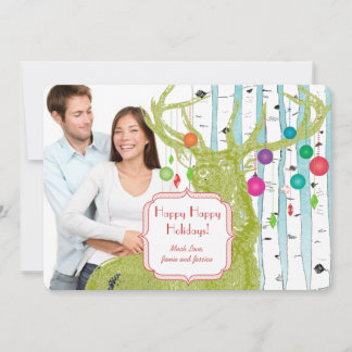 Festiva Tarjeta de Navidades fotográficos del árbol de ren