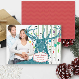 Festiva Tarjeta de Navidades fotográficos del árbol de ren