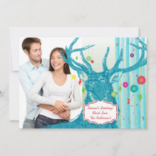 Festiva Tarjeta de Navidades fotográficos del árbol de ren