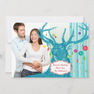 Festiva Tarjeta de Navidades fotográficos del árbol de ren