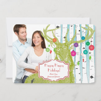 Festiva Tarjeta de Navidades fotográficos del árbol de ren
