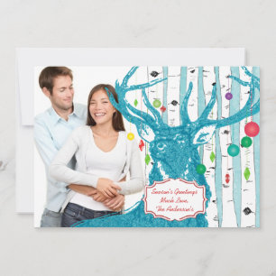 Festiva Tarjeta de Navidades fotográficos del árbol de ren
