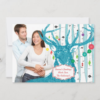Festiva Tarjeta de Navidades fotográficos del árbol de ren