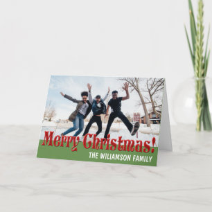 Festiva Tarjeta de Navidades fotográficos familiares rojas