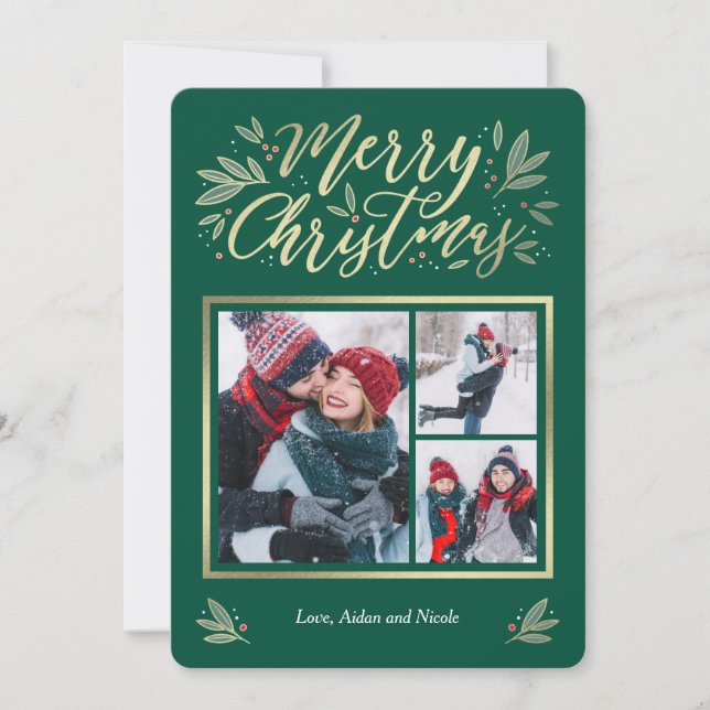 Festiva Tarjeta de Navidades fotográficos Glow 3 estaciona (Anverso)