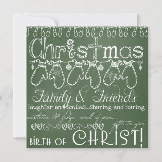 Festiva Tarjeta de Navidades fotográficos Green Chalkboard