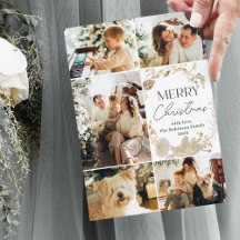 Tarjeta de Navidades fotográficos Green White 5 Si